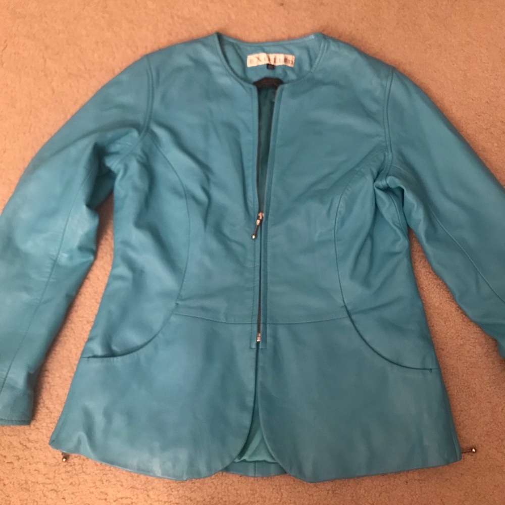 Blue/Turquoise leather jacket - Never Worn